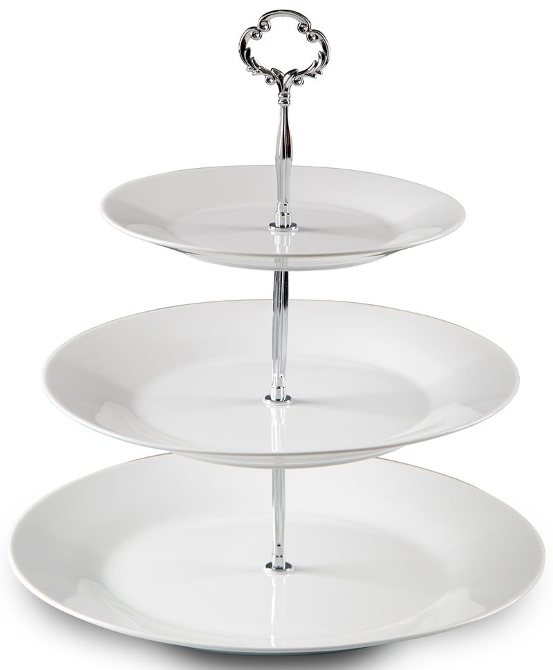 Klikel 3 Tiered Serving Stand -silver Serving Tray For Parties - Round Platter For Cupcakes Fruits Dessert or Tea - Cake Pop Stand And Buffet Server - Image 1